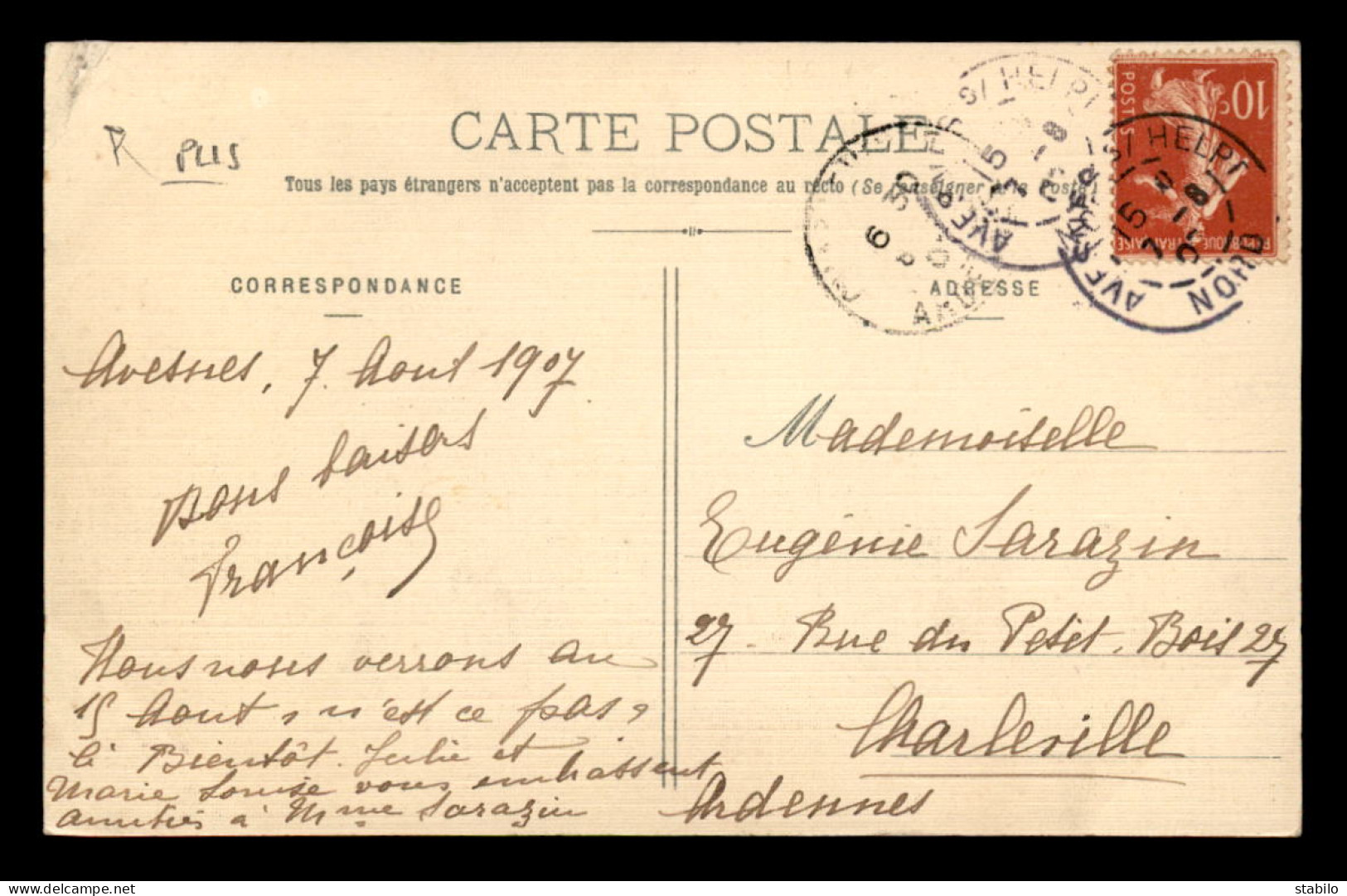 59 - AVESNES - PLACE STROH - CARTE TOILEE ET COLORISEE - Avesnes Sur Helpe