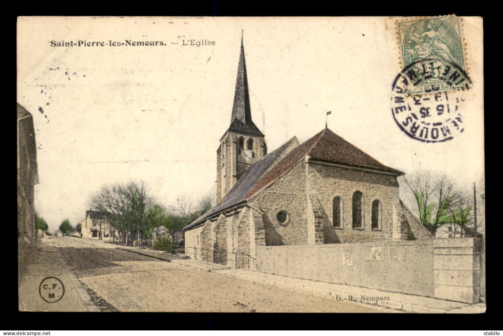 77 - ST-PIERRE-LES-NEMOURS - L'EGLISE - CARTE COLORISEE - Saint Pierre Les Nemours