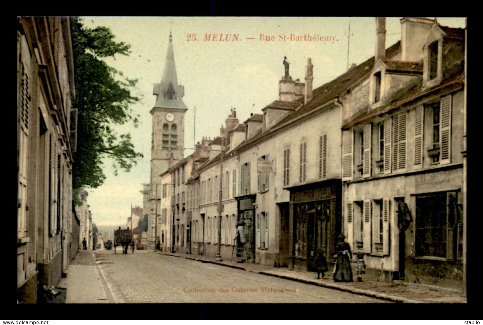 77 - MELUN - RUE ST-BARTHELEMY - CARTE COLORISEE - Melun