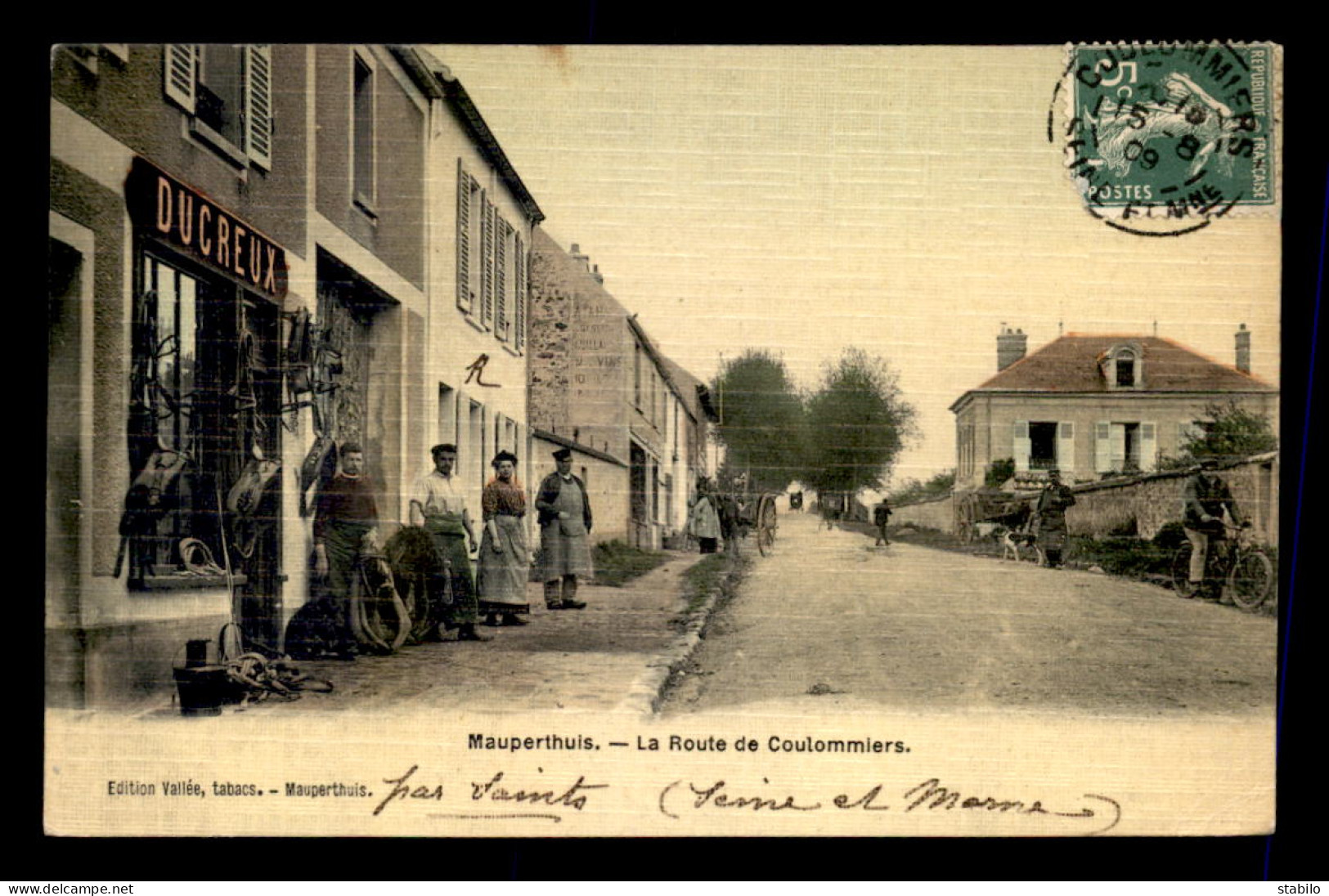 77 - MAUPERTHUIS - LA ROUTE DE COULOMMIERS - DUCREUX, BOURRELIER-SELLIER - CARTE TOILEE ET COLORISEE - Other & Unclassified