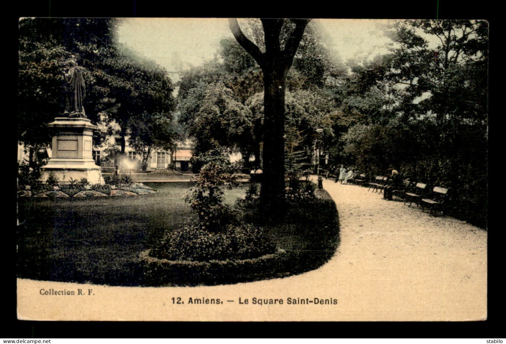 80 - AMIENS - LE SQUARE ST-DENIS - CARTE TOILEE ET COLORISEE - Amiens