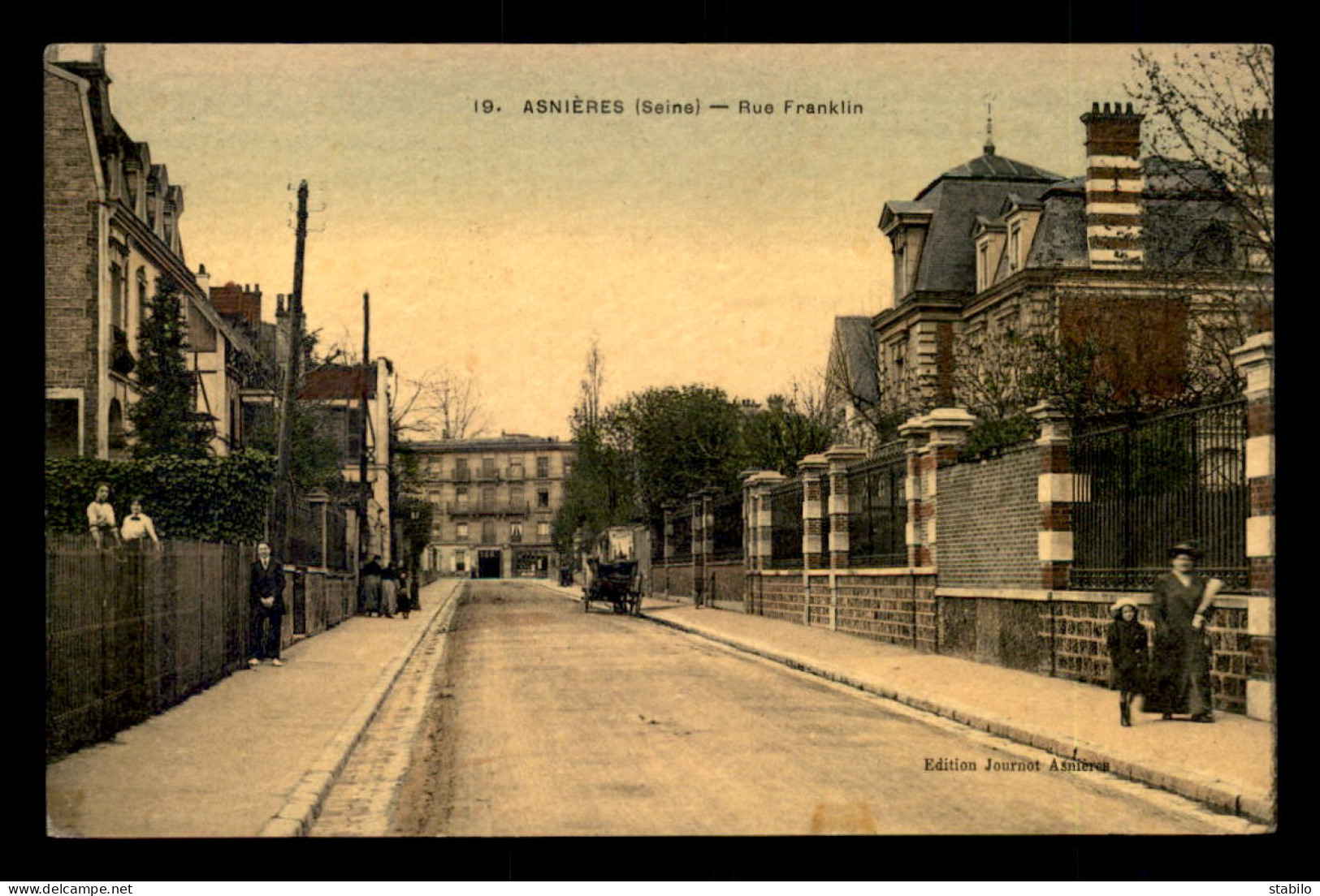 92 - ASNIERES - RUE FRANKLIN - CARTE GRAINEE COLORISEE - Asnieres Sur Seine