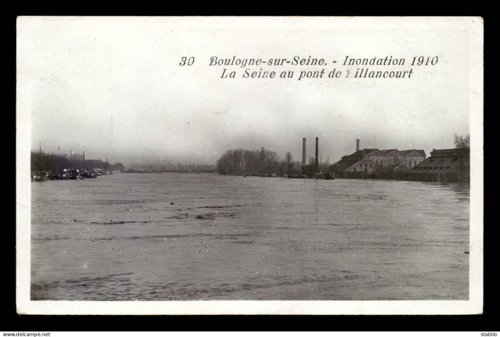92 - BOULOGNE-SUR-SEINE - INONDATIONS DE 1910 - LA SEINE AU PONT DE BILLANCOURT - EDITEUR MARQUE ROSE - Boulogne Billancourt