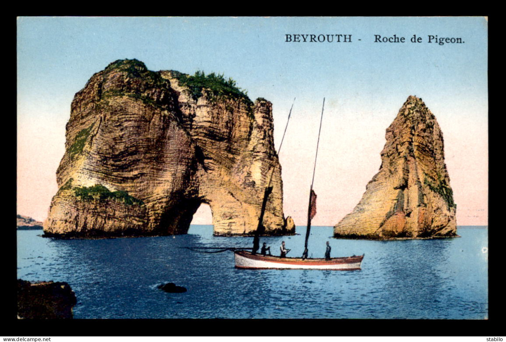 LIBAN - BEYROUTH - ROCHER DE PIGEON - CARTE COLORISEE - Lebanon