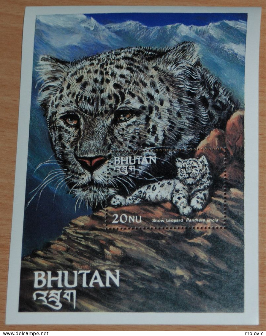 BHUTAN 1984, Endangered Species, Leopard, Animals, Fauna, Mi #B102, Souvenir Sheet, MNH** - Félins