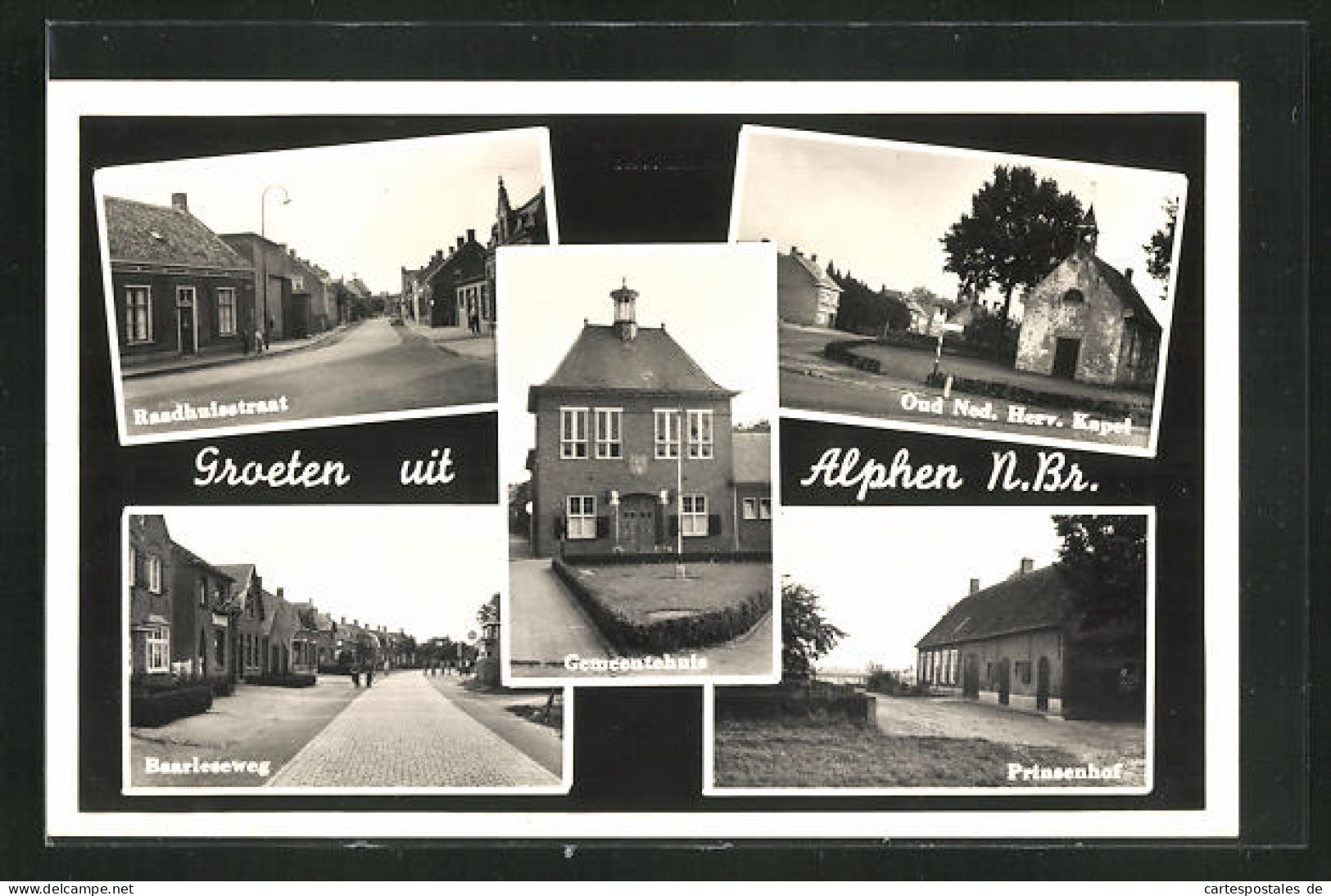 AK Alphen, Raadhuisstraat, Oud Ne. Herv. Kapel, Gemeentehuis, Prinsenhof  - Altri & Non Classificati