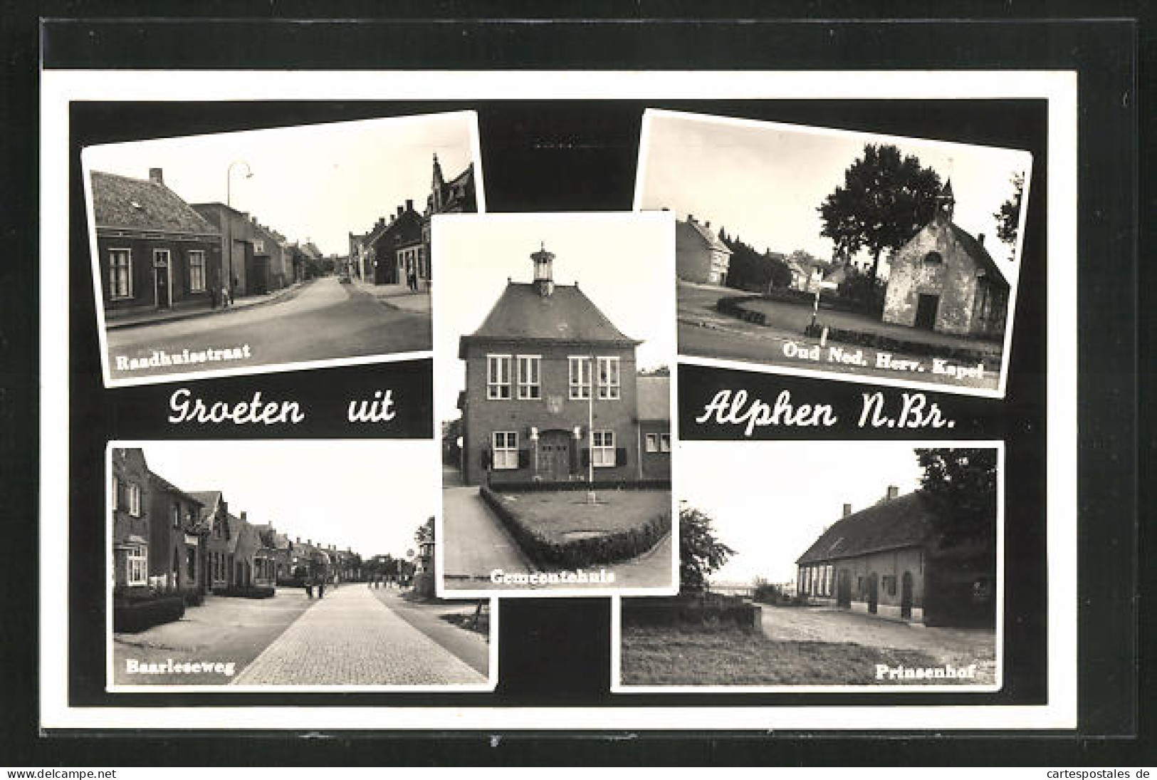 AK Alphen, Raadhuisstraat, Oud Ne. Herv. Kapel, Gemeentehuis, Prinsenhof  - Andere & Zonder Classificatie