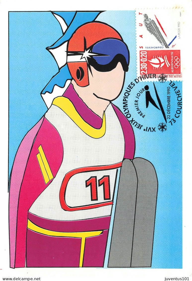 Carte Maximum-Jeux Olympique D'hiver-Oblitération Courchevel En 1990    L2886 - Timbres (représentations)
