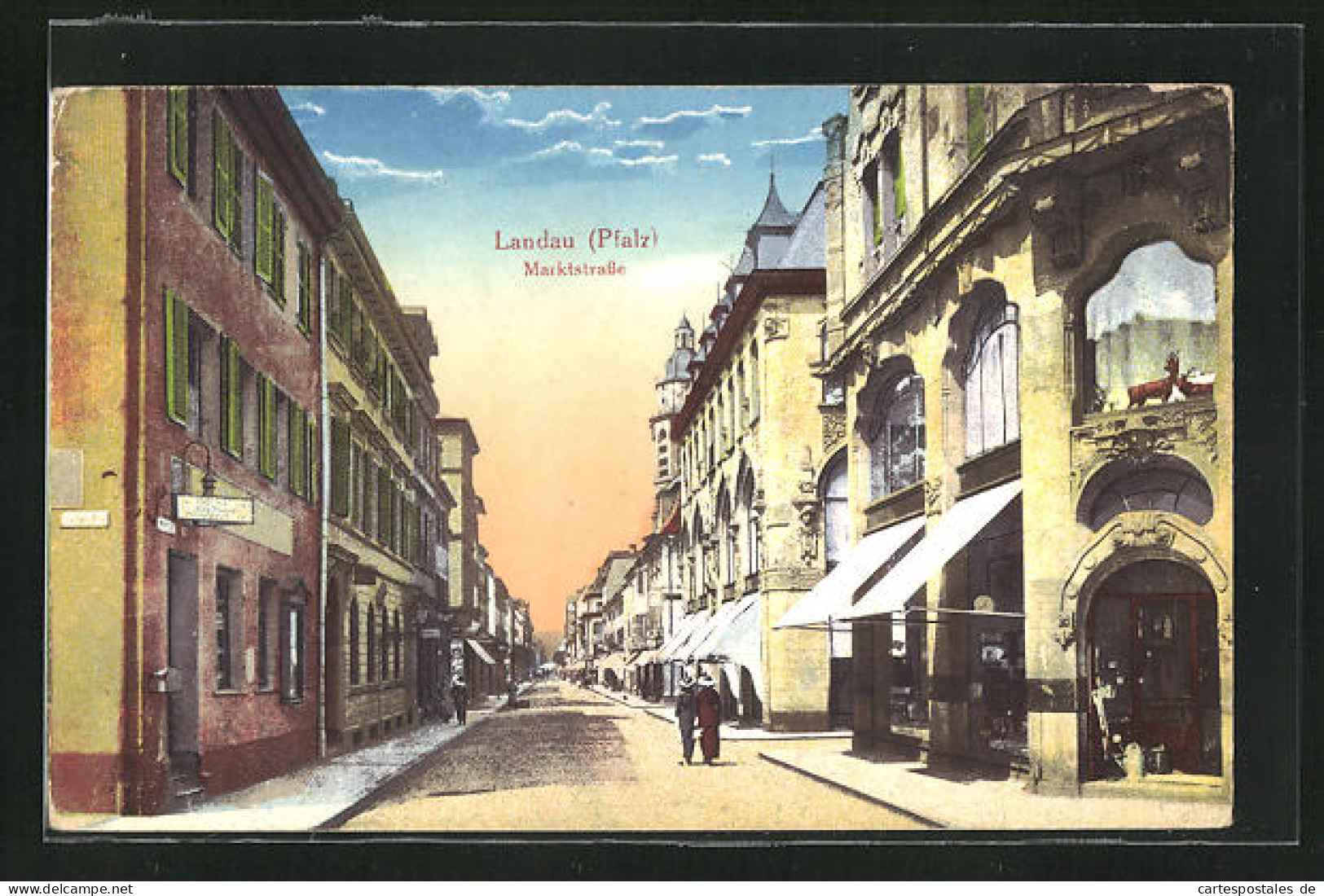 AK Landau, Ladengeschäfte An Der Marktstrasse  - Landau