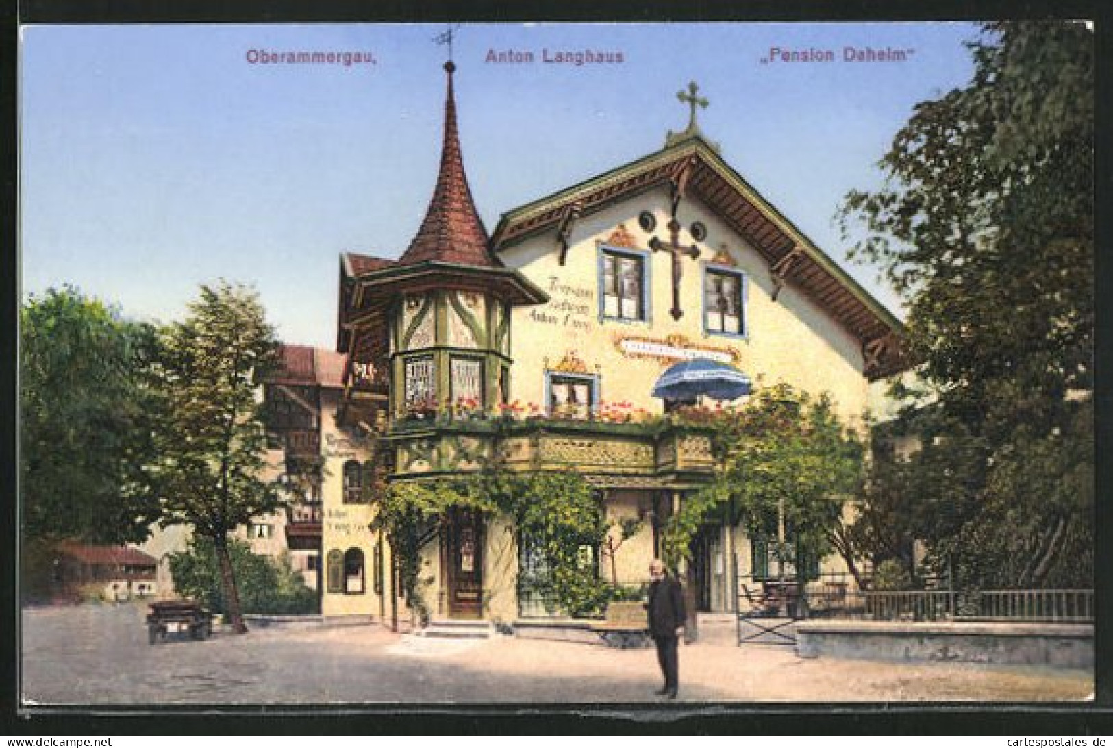 AK Oberammergau, Hotel Pension Daheim, Anton Langhaus  - Oberammergau