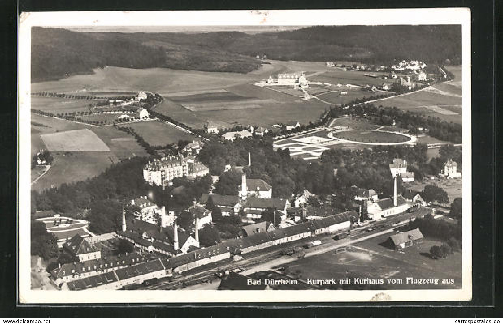 AK Bad Dürrheim, Kurpark Mit Kurhaus Vom Flugzeug Aus  - Bad Dürrheim