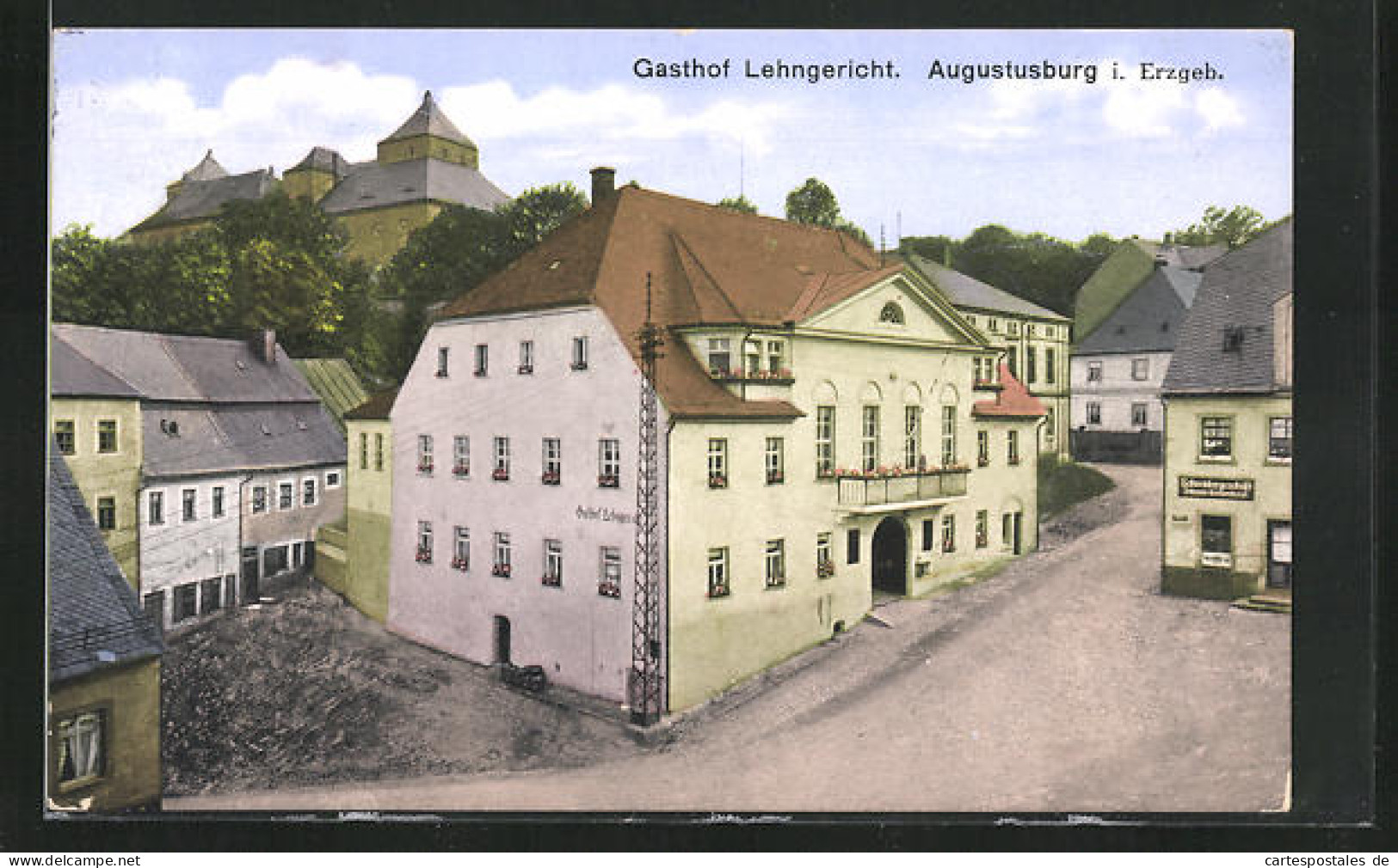 AK Augustusburg I. Erzgeb., Gasthof Lehngericht Und Geschäft  - Augustusburg