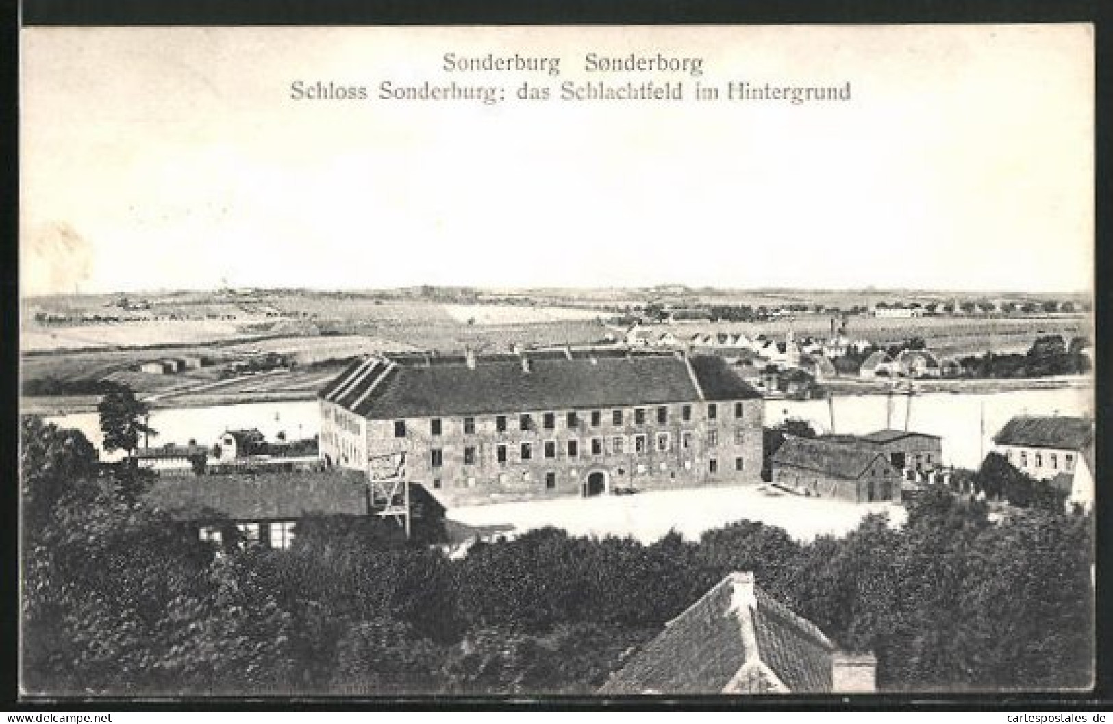 AK Sonderburg, Schloss Mit Schlachtfeld Im Hintergrund Aus Der Vogelschau  - Danemark