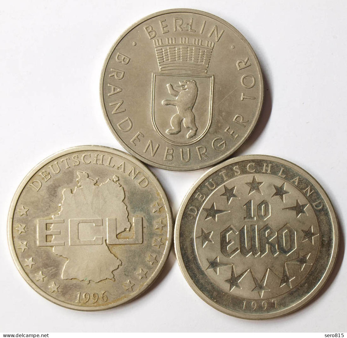 3 Stück Medaillen UNC 2 X ECU 1 X Brandenburger TOR Jeweils Ø 40 Mm GELEGENHEIT - Ohne Zuordnung