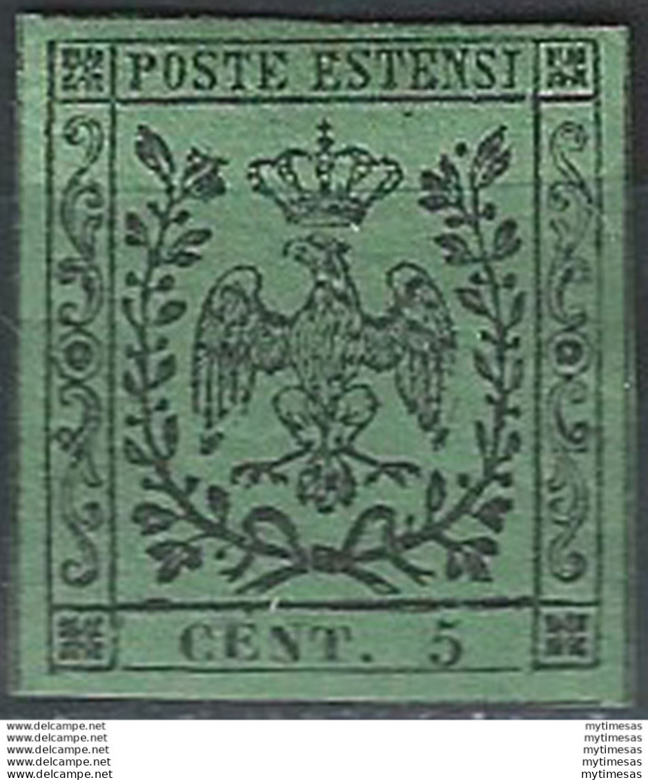 1852 Modena 5c. Verde Aquila MNH Sass N. 1 - Modène