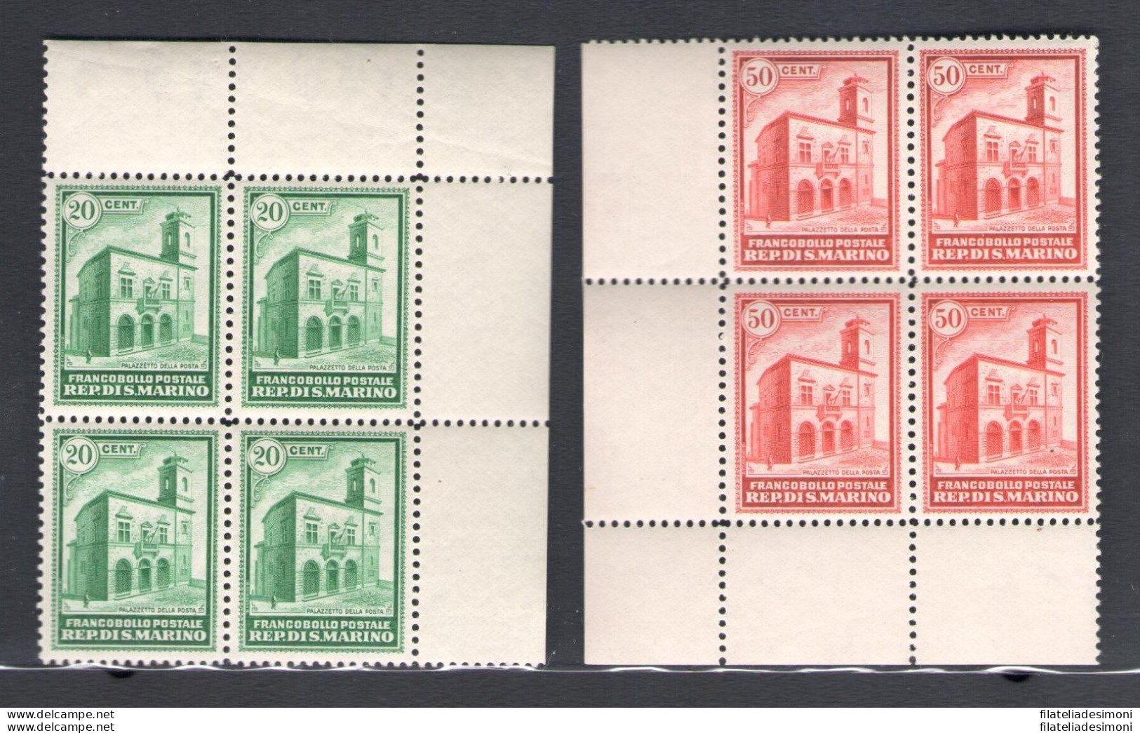 1932 SAN MARINO N° 159/163 SPLENDIDE QUARTINE MNH** Certificati Diena/Bolaffi - Altri & Non Classificati