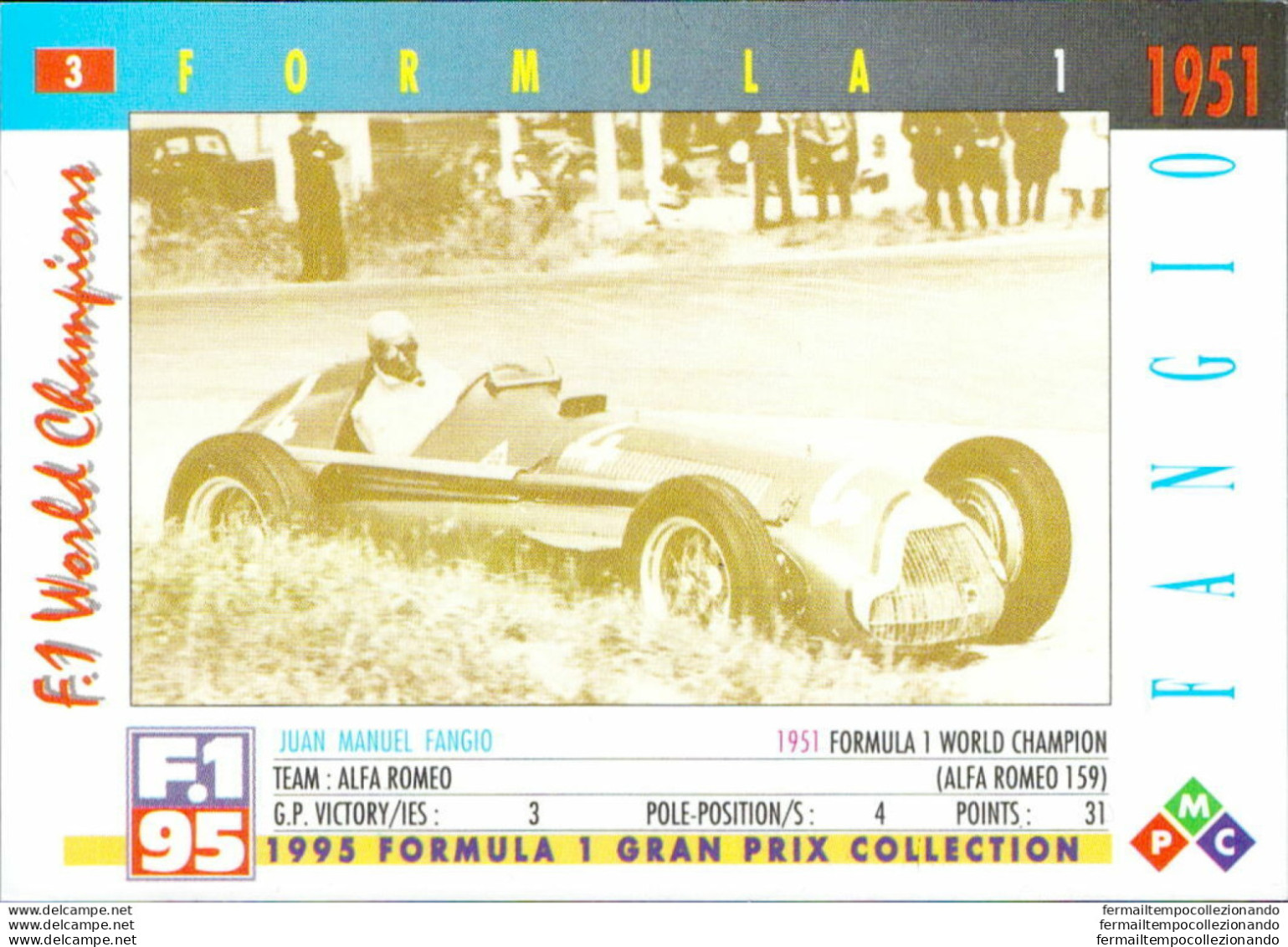 Bh3 1995 Formula 1 Gran Prix Collection Card Fangio N3 - Catalogues