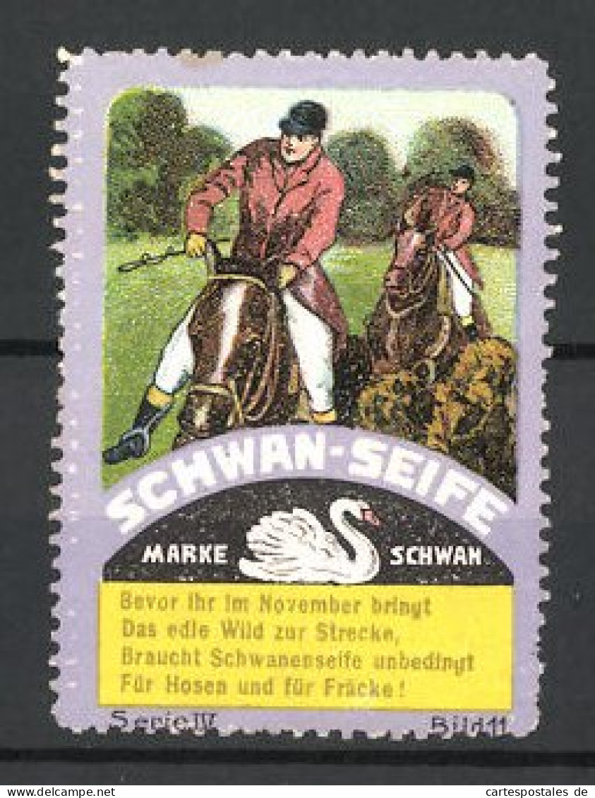 Reklamemarke Schwan-Seife Der Marke Schwan, Reiter Im Galopp, Serie IV, Bild 11  - Erinnophilie
