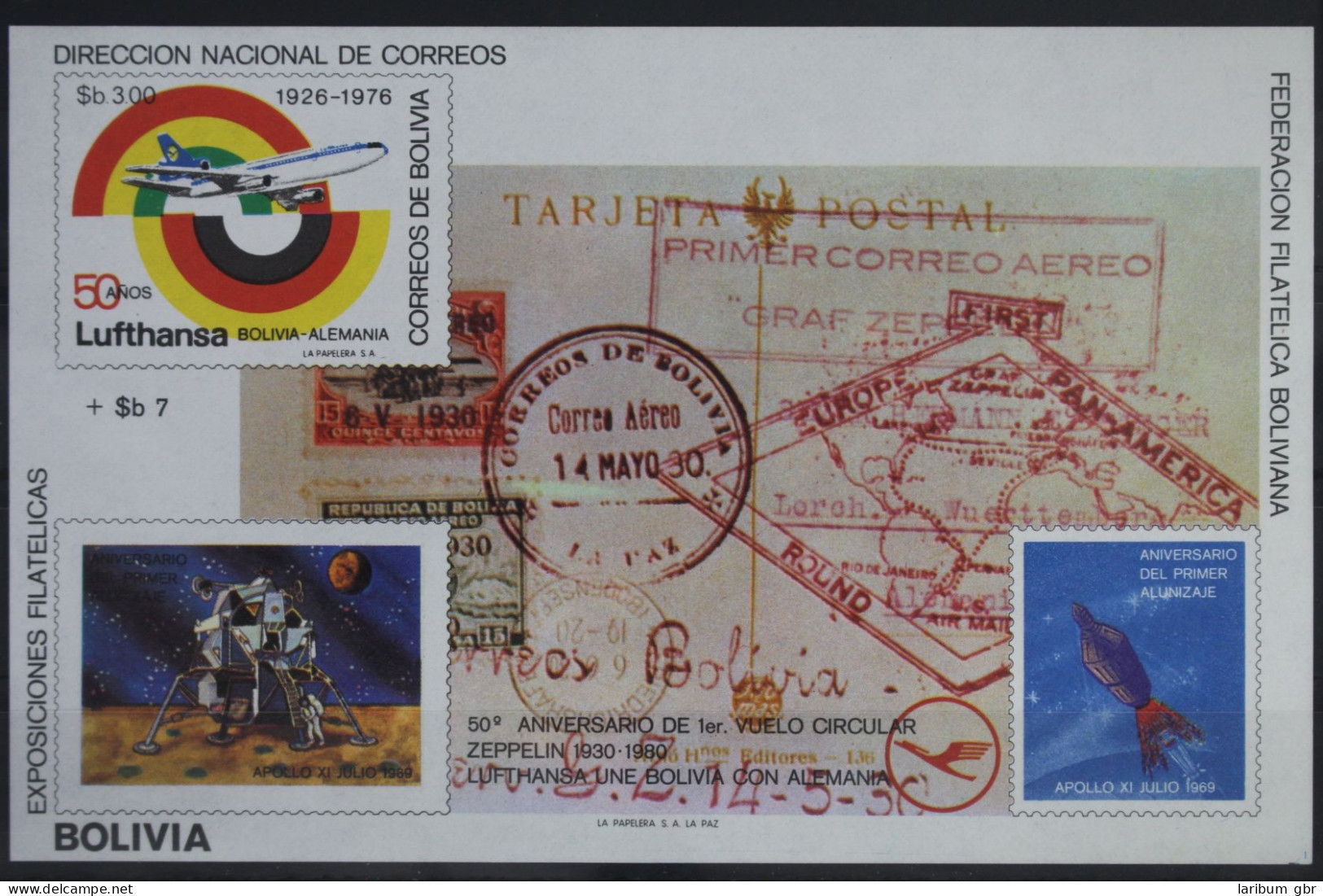 Bolivien Block 105 Mit 909 B Postfrisch Mondlandung #WW048 - Bolivien