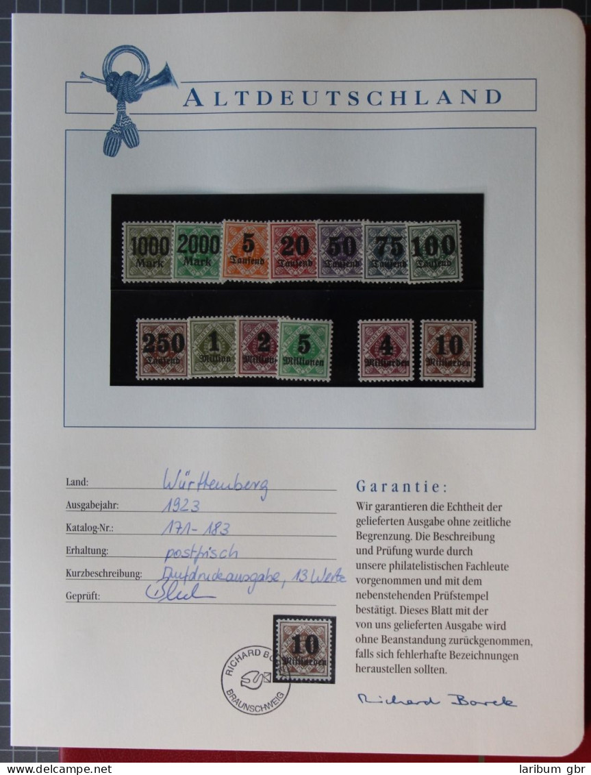Altdeutschland Württemberg 171-183 Postfrisch Borek Garantie #KS323 - Mint