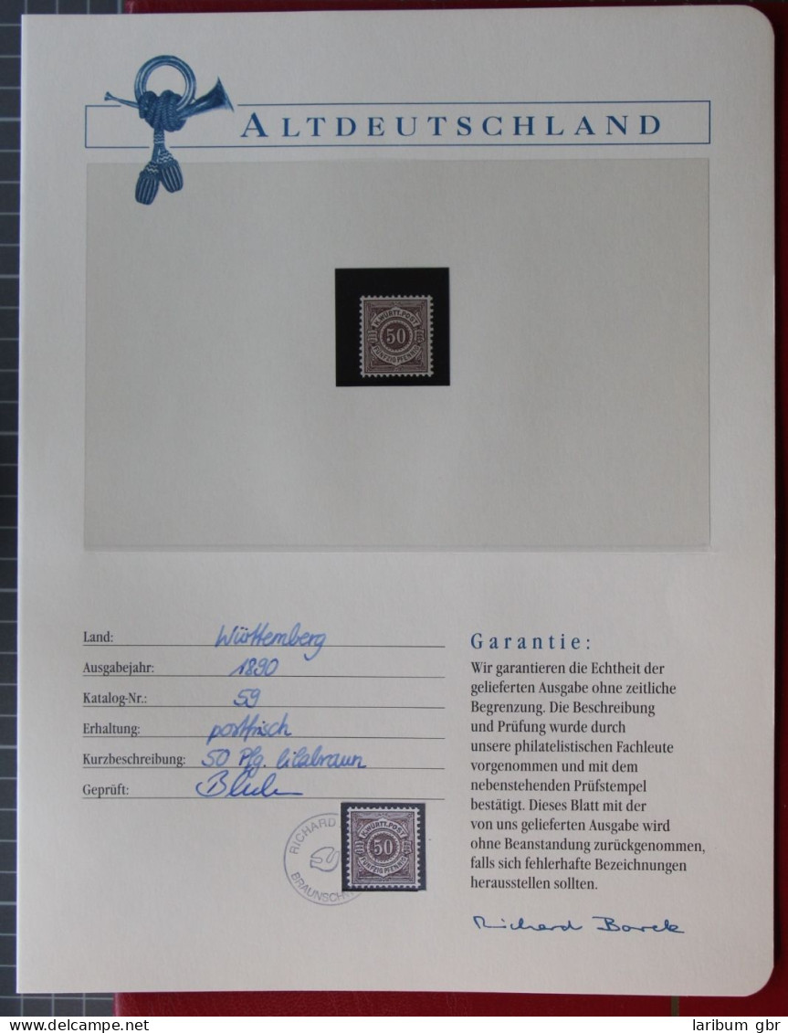 Altdeutschland Württemberg 59 Postfrisch Borek Garantie #KS316 - Nuovi