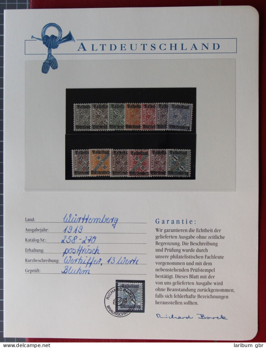 Altdeutschland Württemberg 258-270 Postfrisch Borek Garantie #KS329 - Postfris