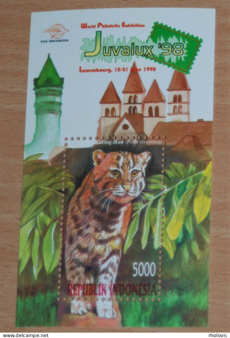 INDONESIA 1998, Stamp Exhibition, Animals, Fauna, Souvenir Sheet, MNH** - Felini