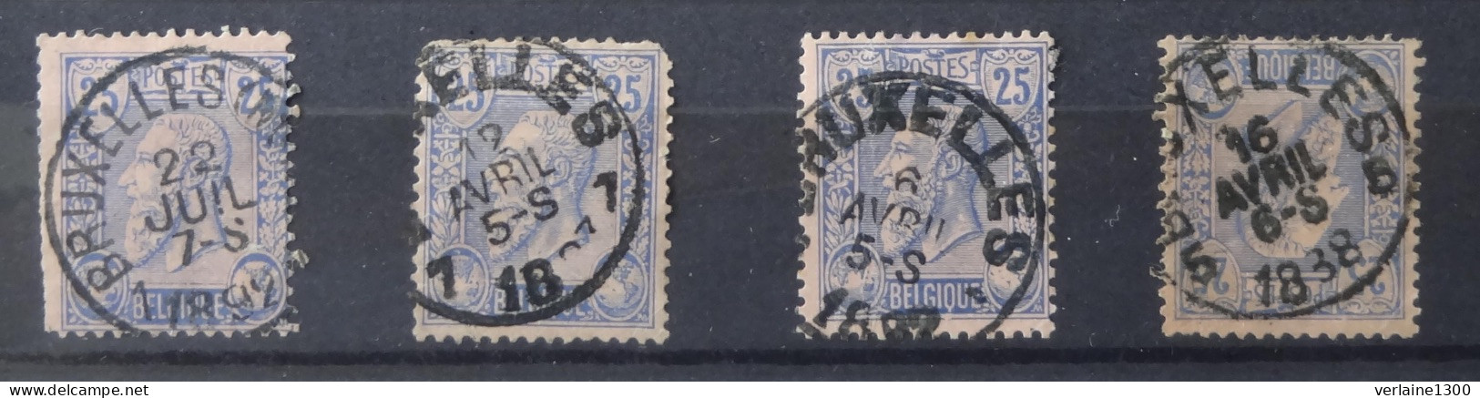 48 : Lot De 4 Timbres Avec Oblitérations Bruxelles - 1884-1891 Leopold II