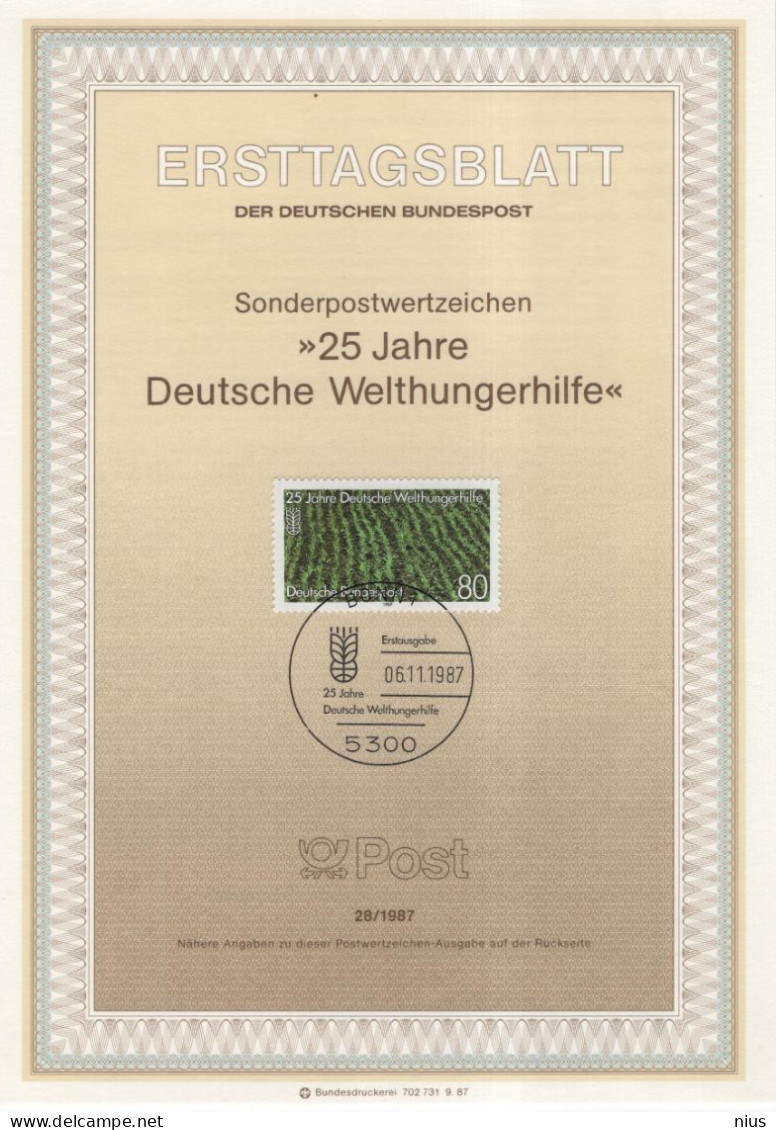 Germany Deutschland 1987-28 25 Jahre Deutsche Welthungerhilfe, German World Hunger Aid, Canceled In Bonn - 1981-1990