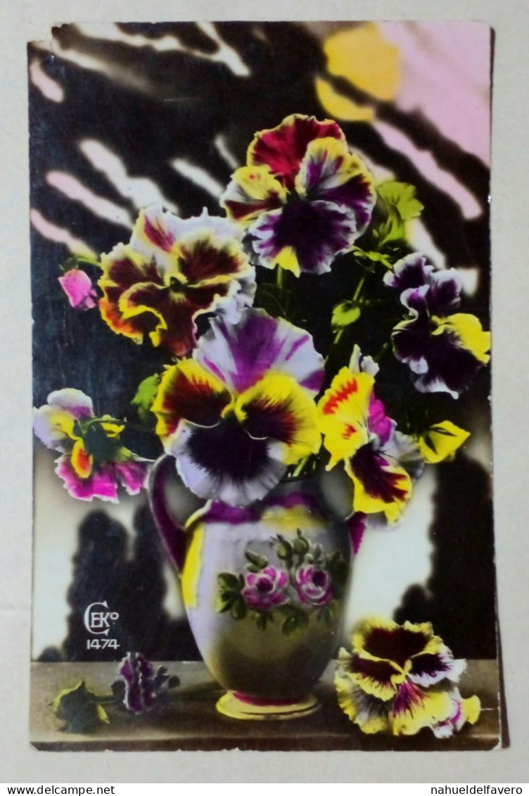 Carte Postale - Peinture D'un Pot Avec Des Roses. - Flowers