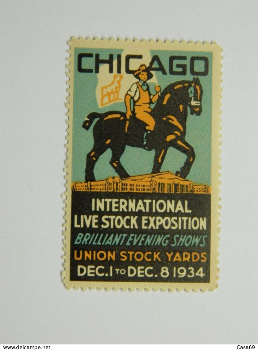 Vignette Poster Stamp International Live Stock Exhibition Chicago Illinois 1934 - Pferde