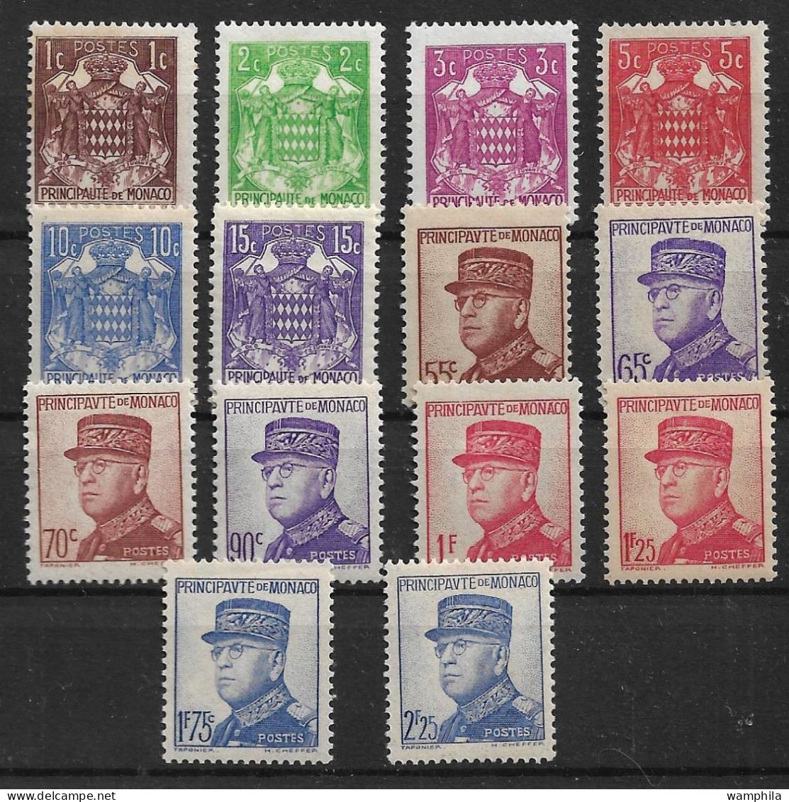 Monaco  N°154/66*.Louis II Et Armoiries. Cote 88€ - Unused Stamps
