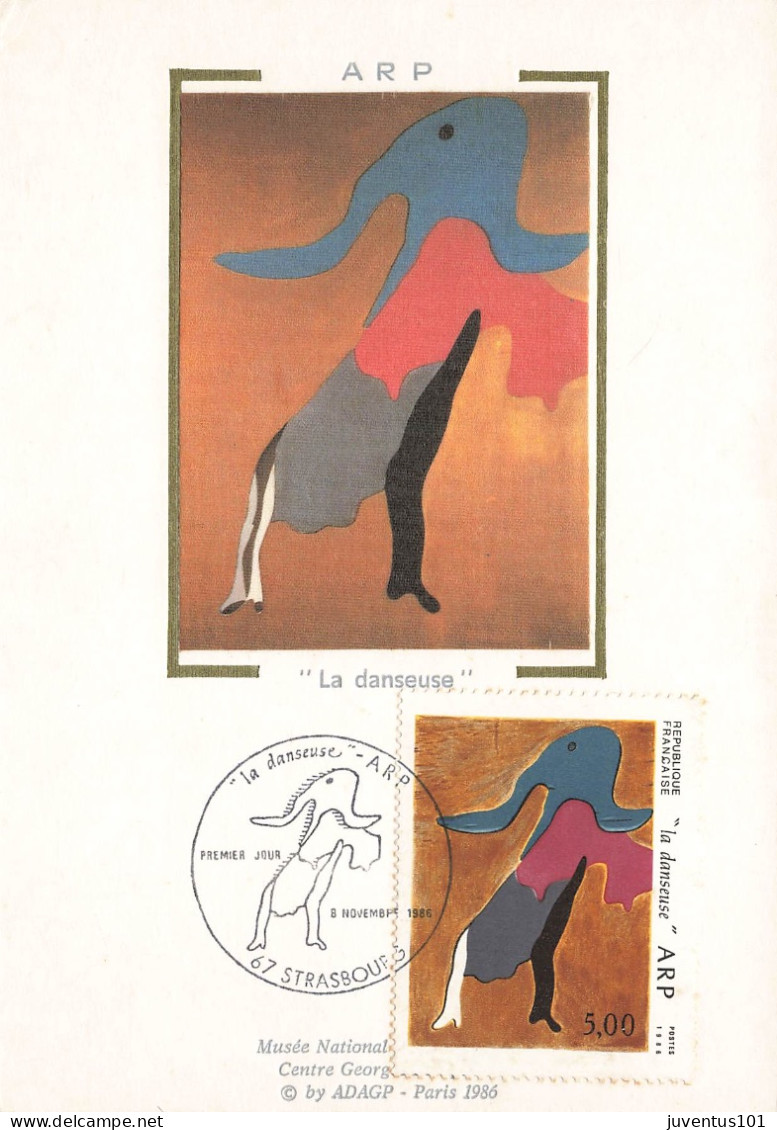 Carte Maximum-ARP La Danseuse-Oblitération Strasbourg En 1986    L2886 - Timbres (représentations)