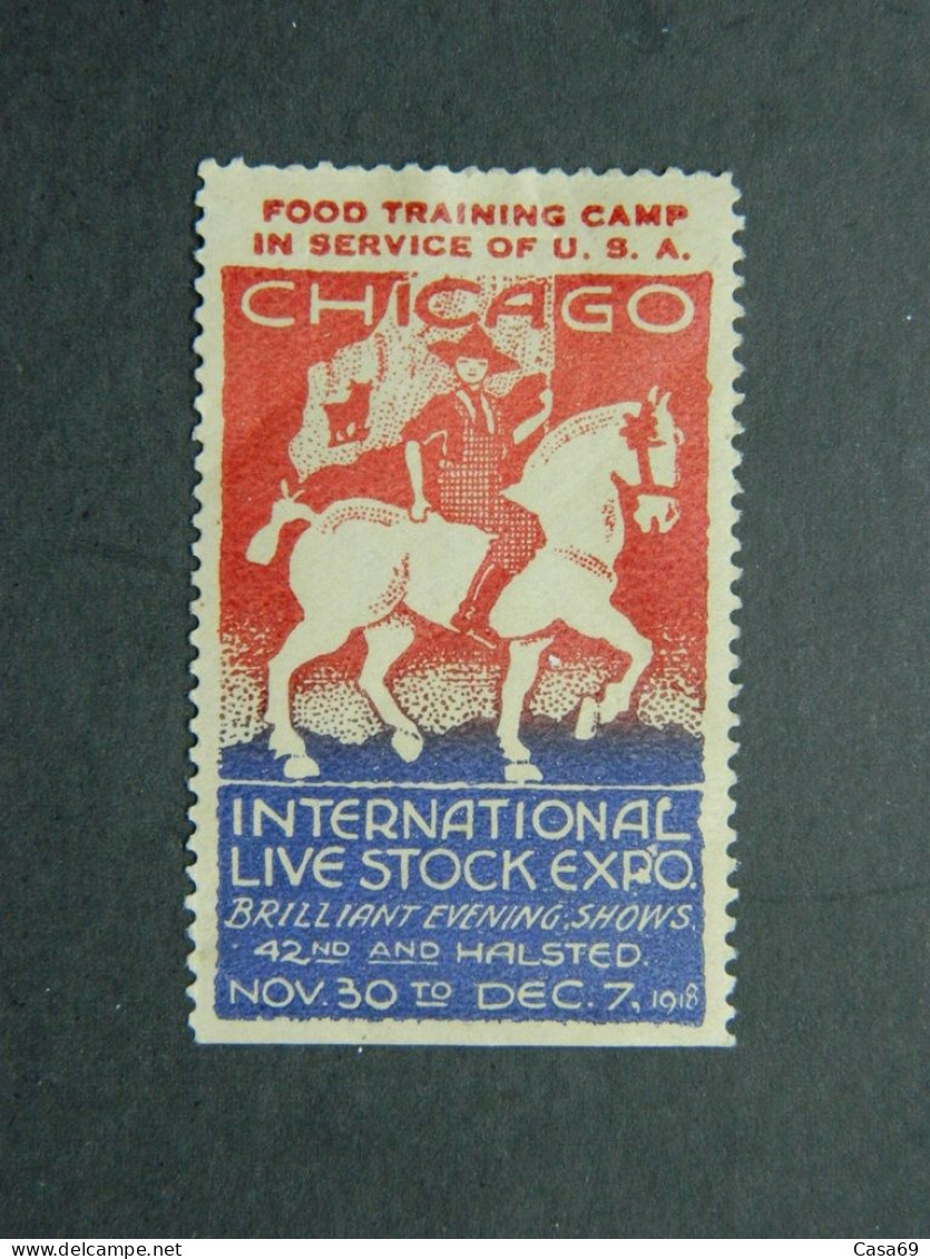 Vignette Poster Stamp International Live Stock Exhibition Chicago Illinois 1918 - Horses