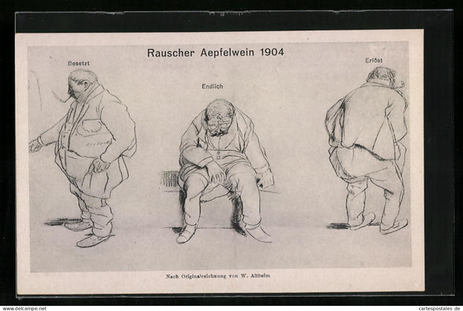 Künstler-AK Rauscher Aepfelwein 1904, Posen Eines Herren Vor Und Nach Dem Geschäft, Toilettenhumor  - Humour