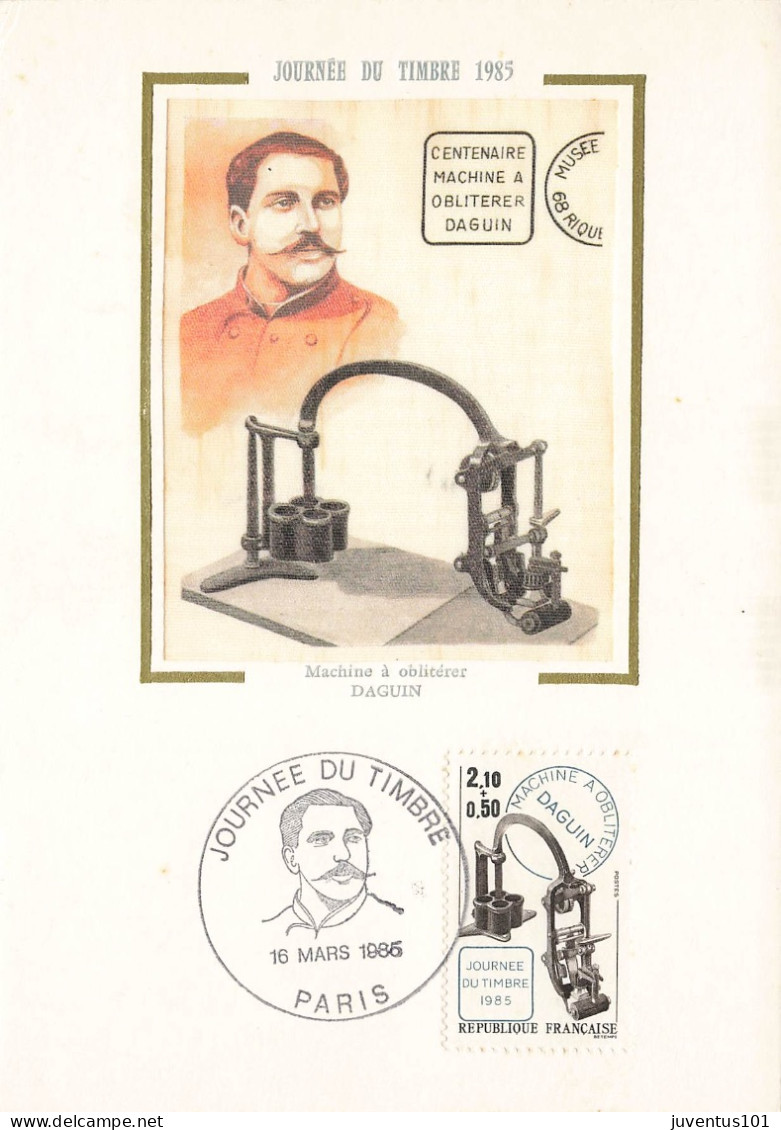 Carte Maximum-Journée Du Timbre-Machine à Oblitérer Daguin-Oblitération Paris En 1985    L2886 - Postzegels (afbeeldingen)