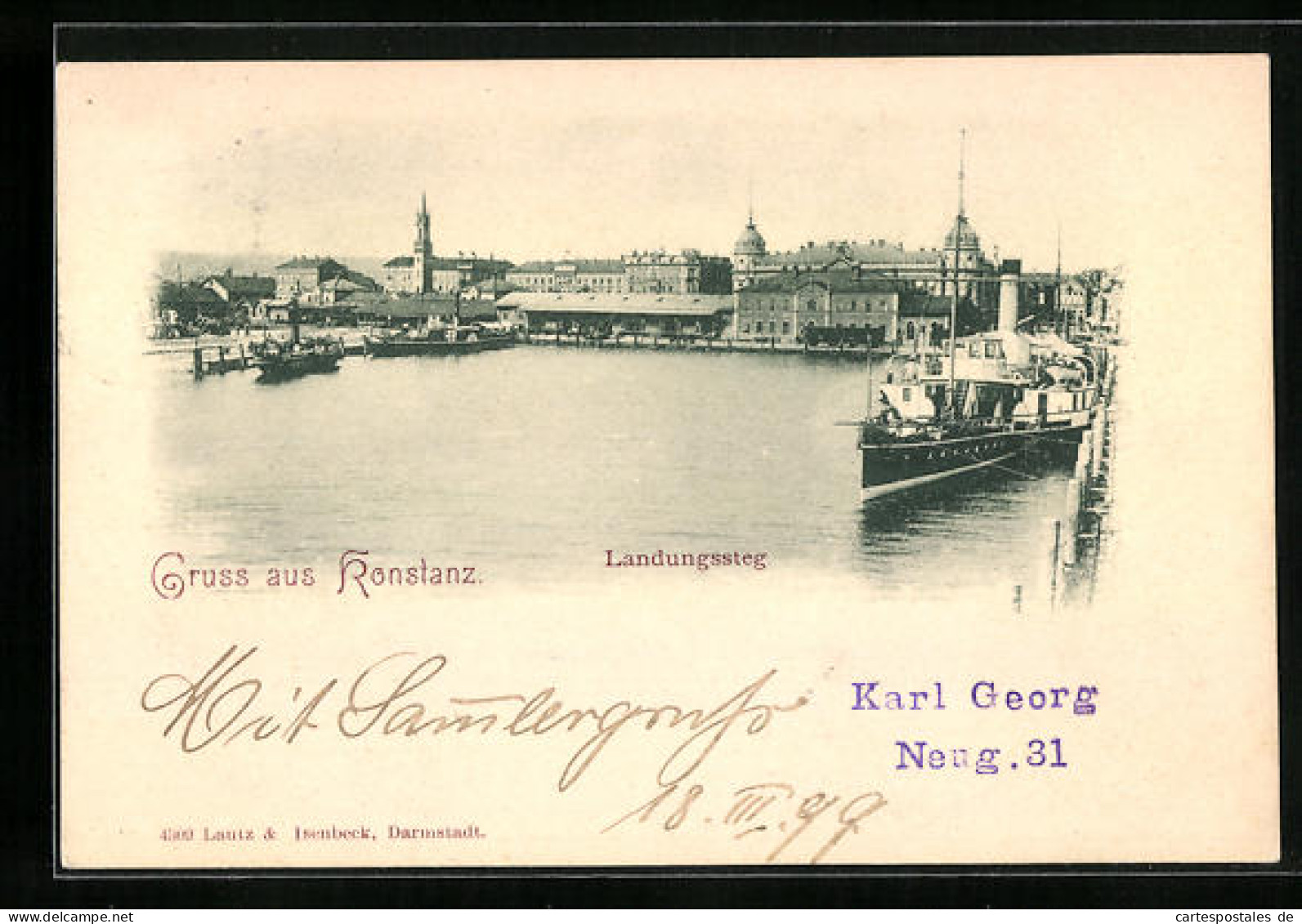 AK Konstanz, Panorama Mit Landungssteg  - Konstanz