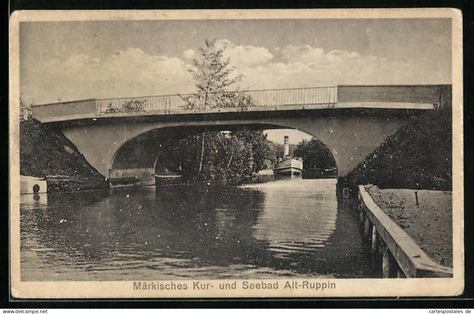 AK Alt-Ruppin, Flusspartie Mit Dampfer Und Brücke  - Brück