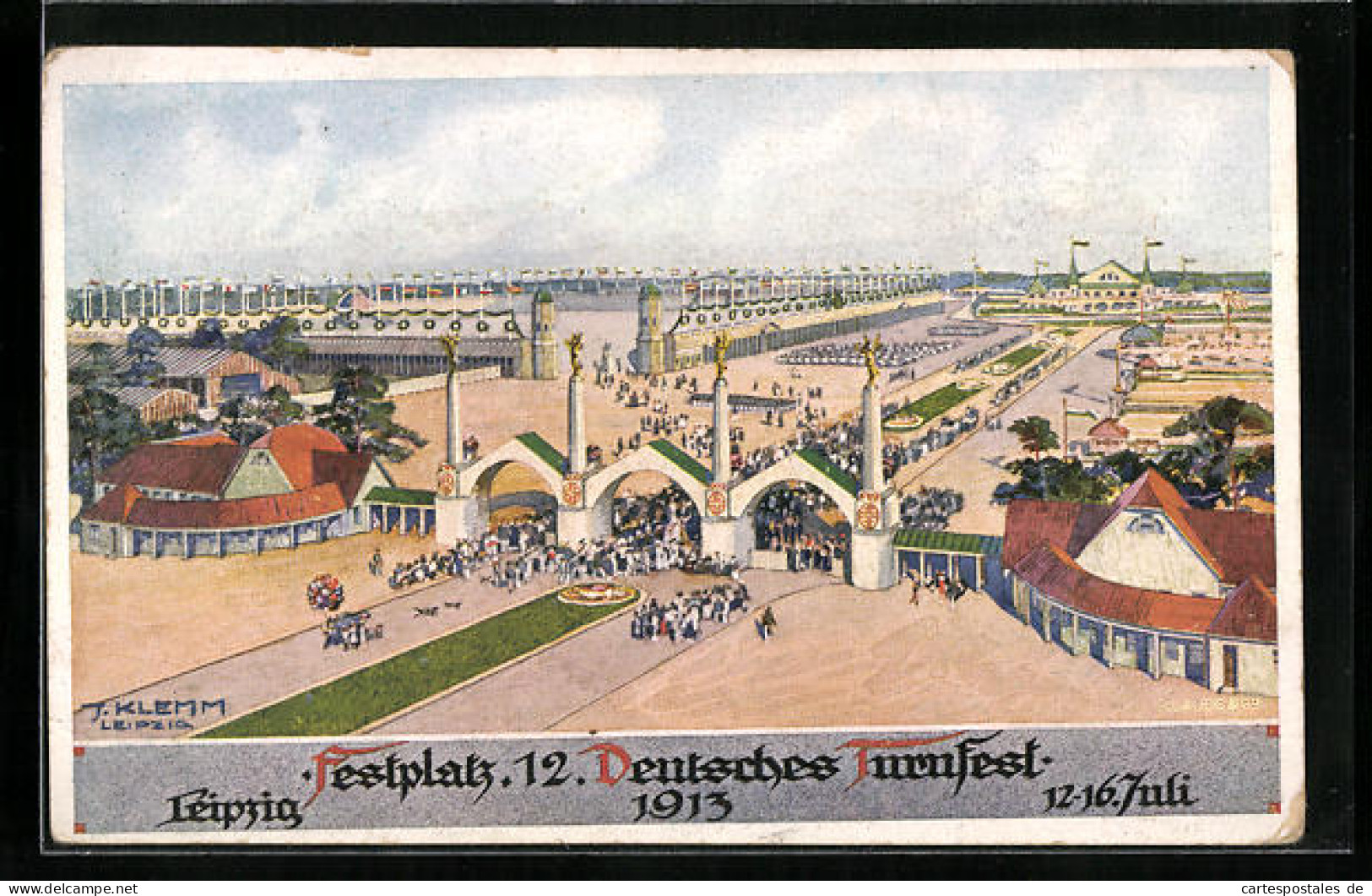 Künstler-AK Leipzig, 12. Deutsches Turnfest 1913, Festgelände  - Other & Unclassified