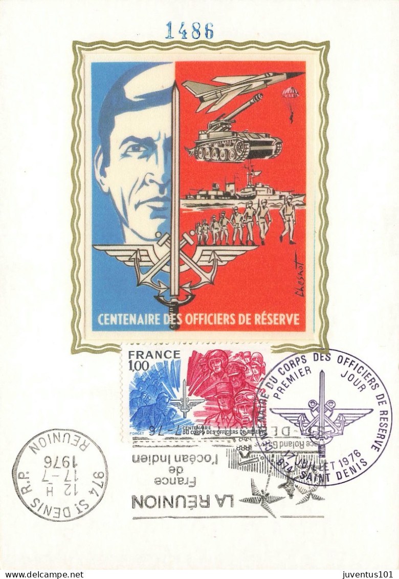 Carte Maximum-Centenaire Des Officiers De Réserve-Oblitération Saint Denis De La Réunion En 1976    L2886 - Timbres (représentations)