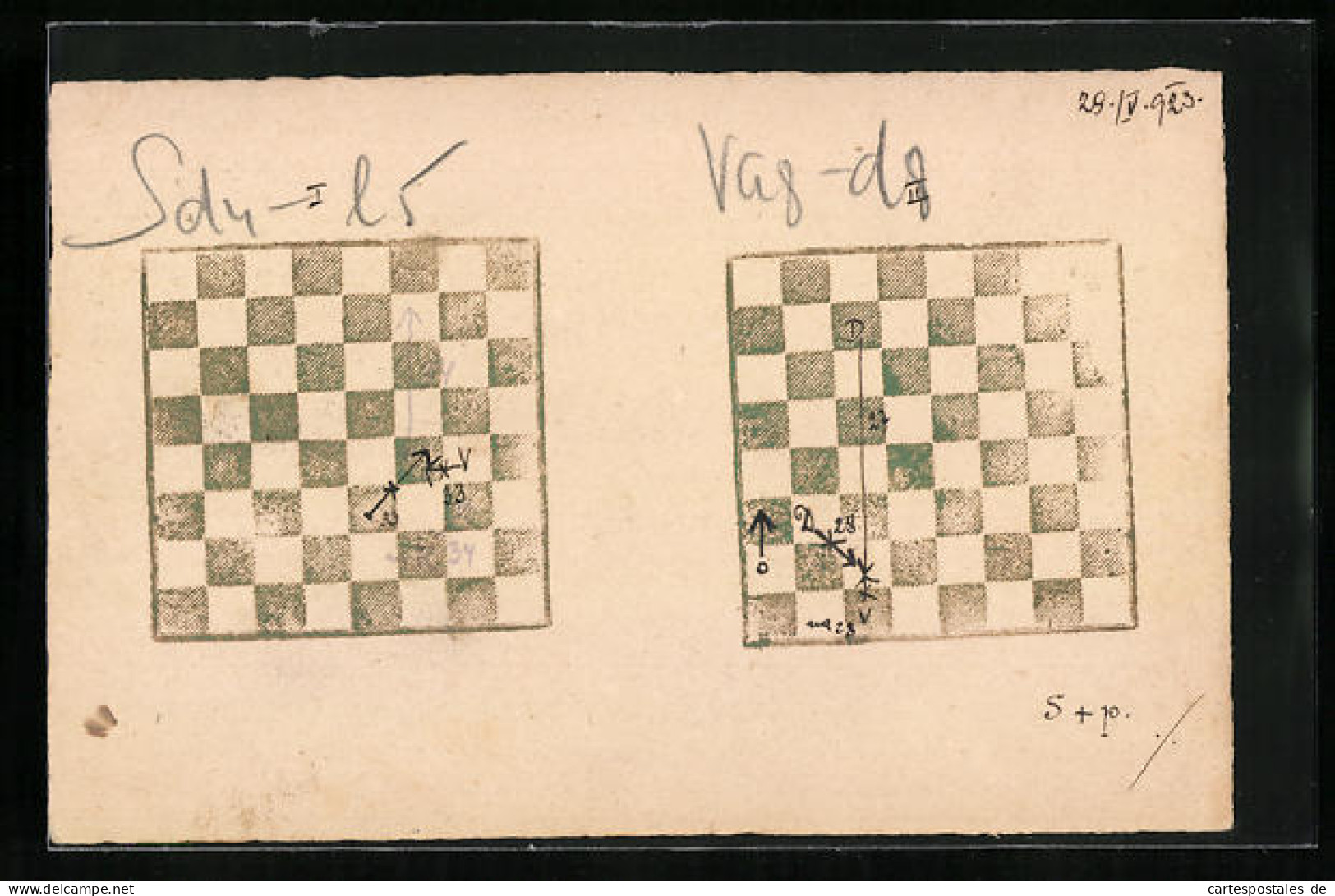 AK Eingezeichnete Spielzüge Beim Fernschach  - Chess