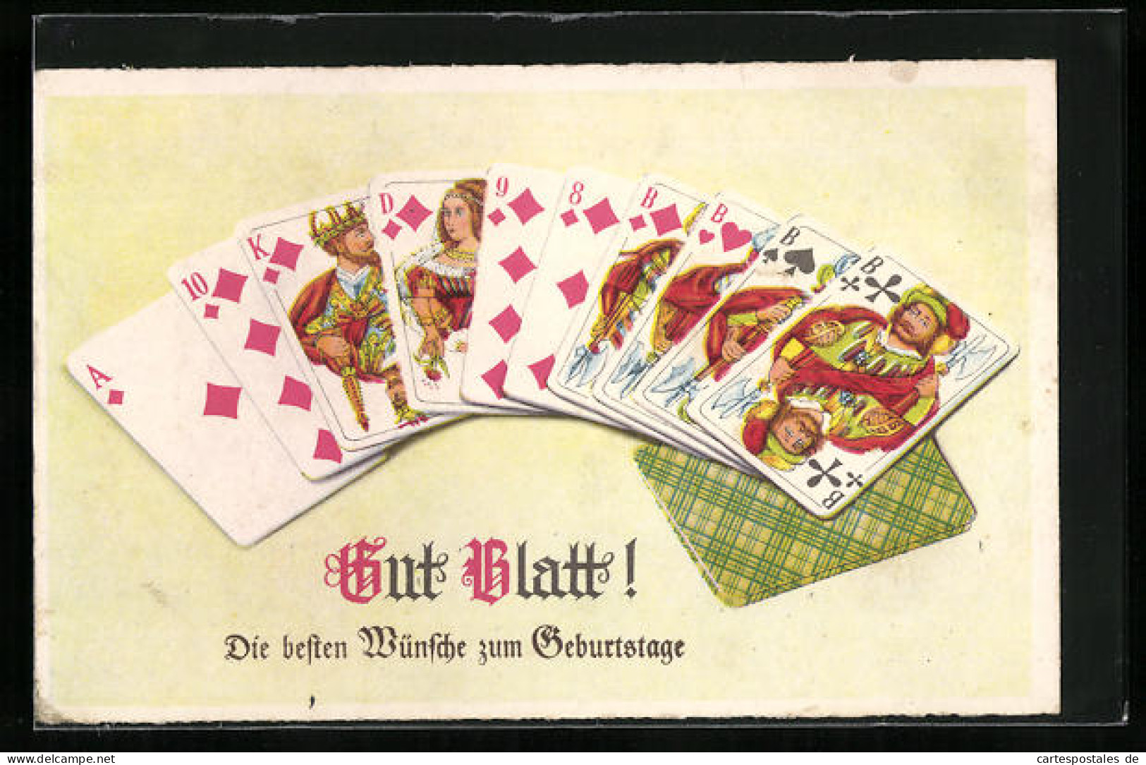 AK Gut Blatt!, Kartenspiel, Geburtstagsgruss  - Spielkarten