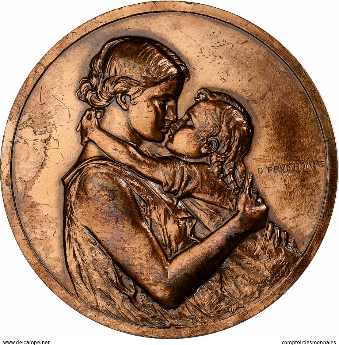France, Médaille, Mère Et Enfant, Bronze, Prud'homme.G, TTB+ - Other & Unclassified
