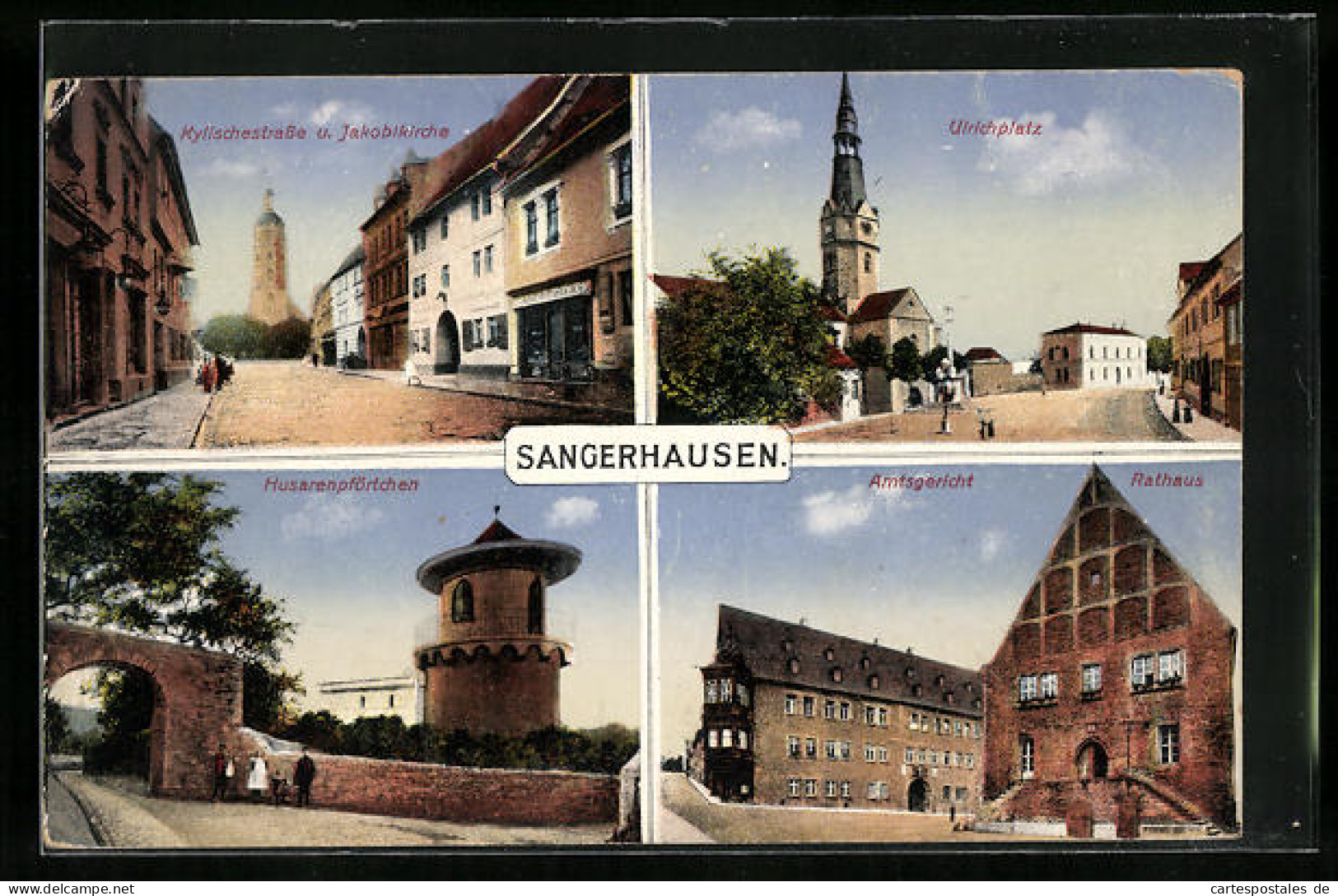 AK Sangerhausen, Rathaus, Ulrichplatz, Husarenpförtchen  - Sangerhausen