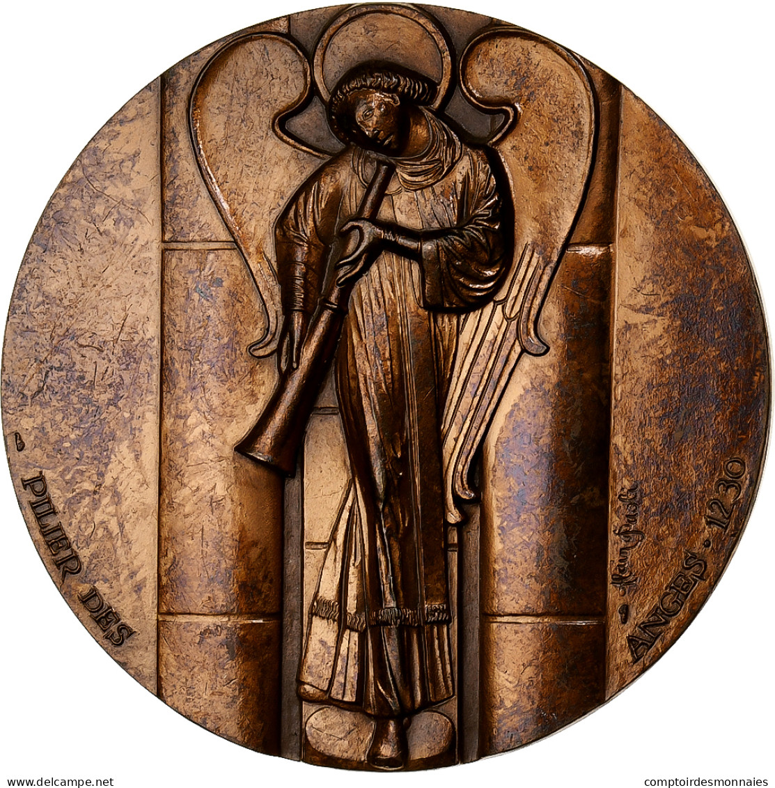 France, Médaille, Notre Dame De Strasbourg, Pilier Des Anges, Bronze, Paoli - Sonstige & Ohne Zuordnung