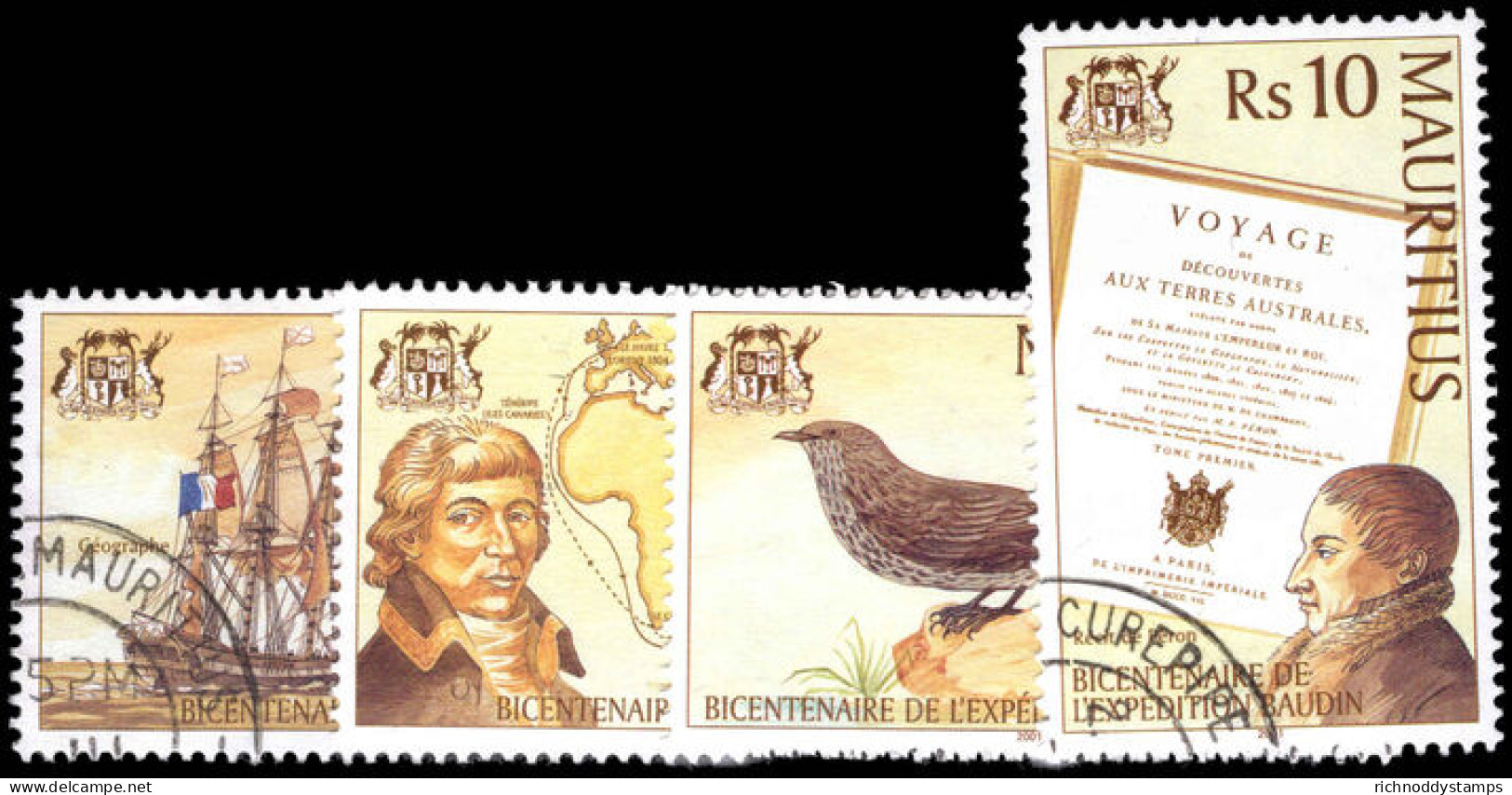 Mauritius 2001 Bicentenary Of Baudins Expedition To New Holland Fine Used. - Mauritius (1968-...)