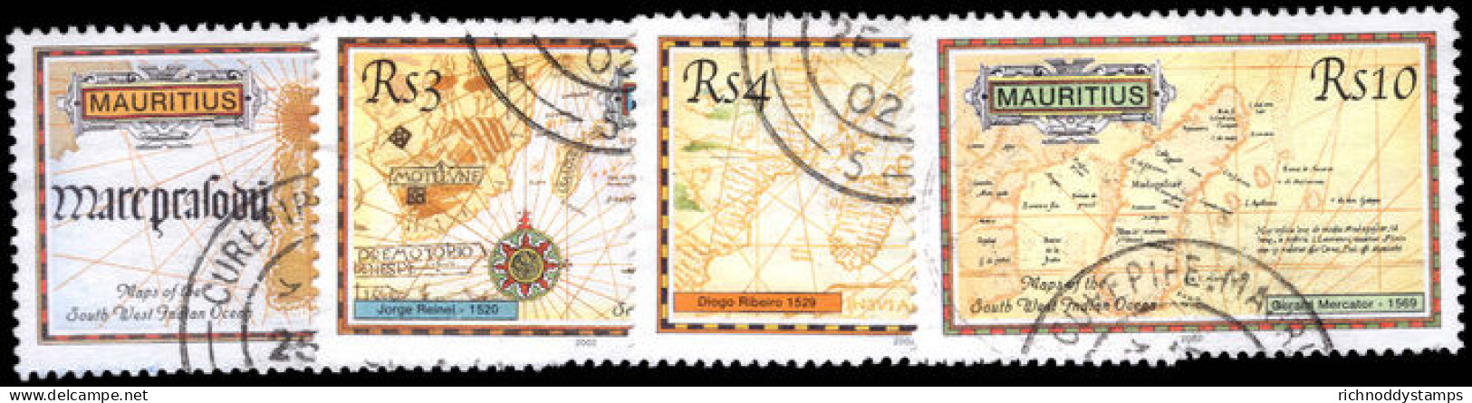Mauritius 2002 16th Century Maps Of South-west Indian Ocean Fine Used. - Mauritius (1968-...)