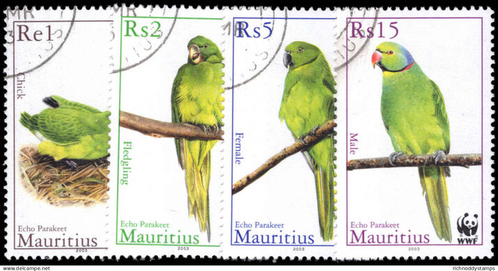 Mauritius 2003 Echo Parakeet Fine Used. - Mauritius (1968-...)