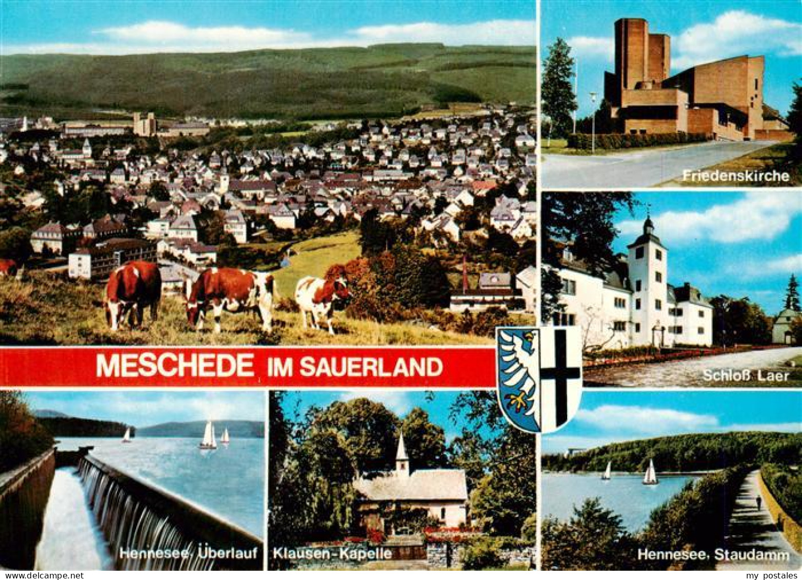 73942807 Meschede Panorama Friedenskirche Schloss Laer Hennesee Ueberlauf Klause - Arnsberg