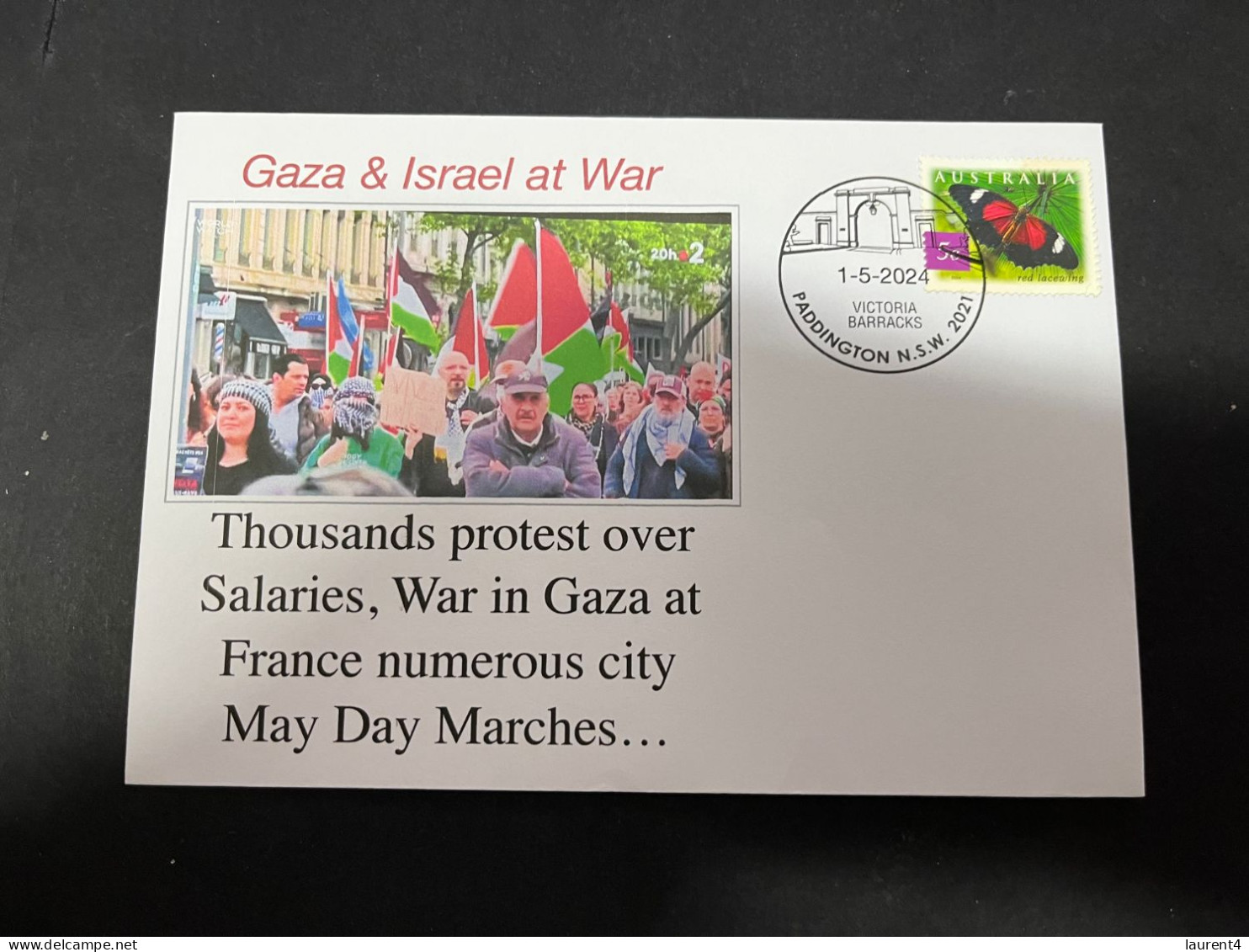 3-5-2024 (4 Z 2) GAZA War - Thousand Protest In French City First Of May Marchs For Salaries And War In Gaza - Militaria